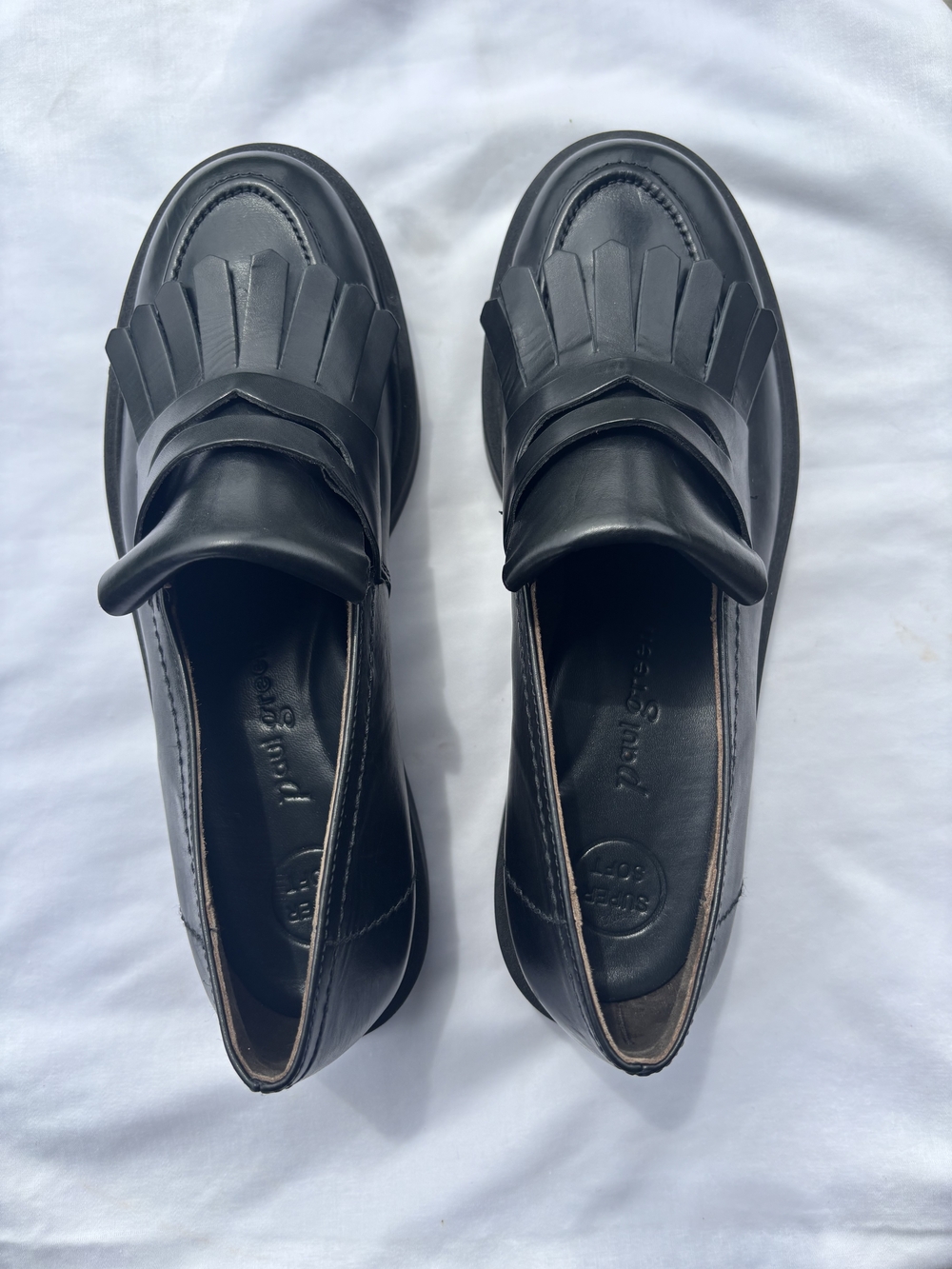NEW Paul Green Black Leather Fringe Kiltie Loafers UK 5.5 (US 8)